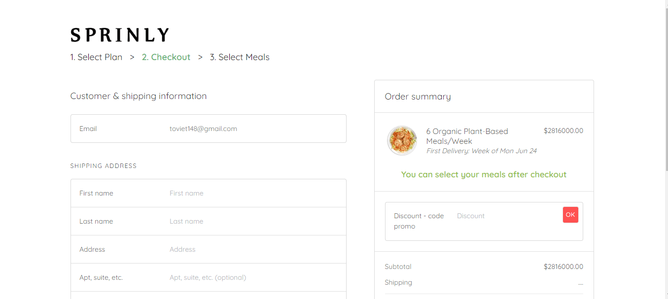 How to apply Sprinly coupon code